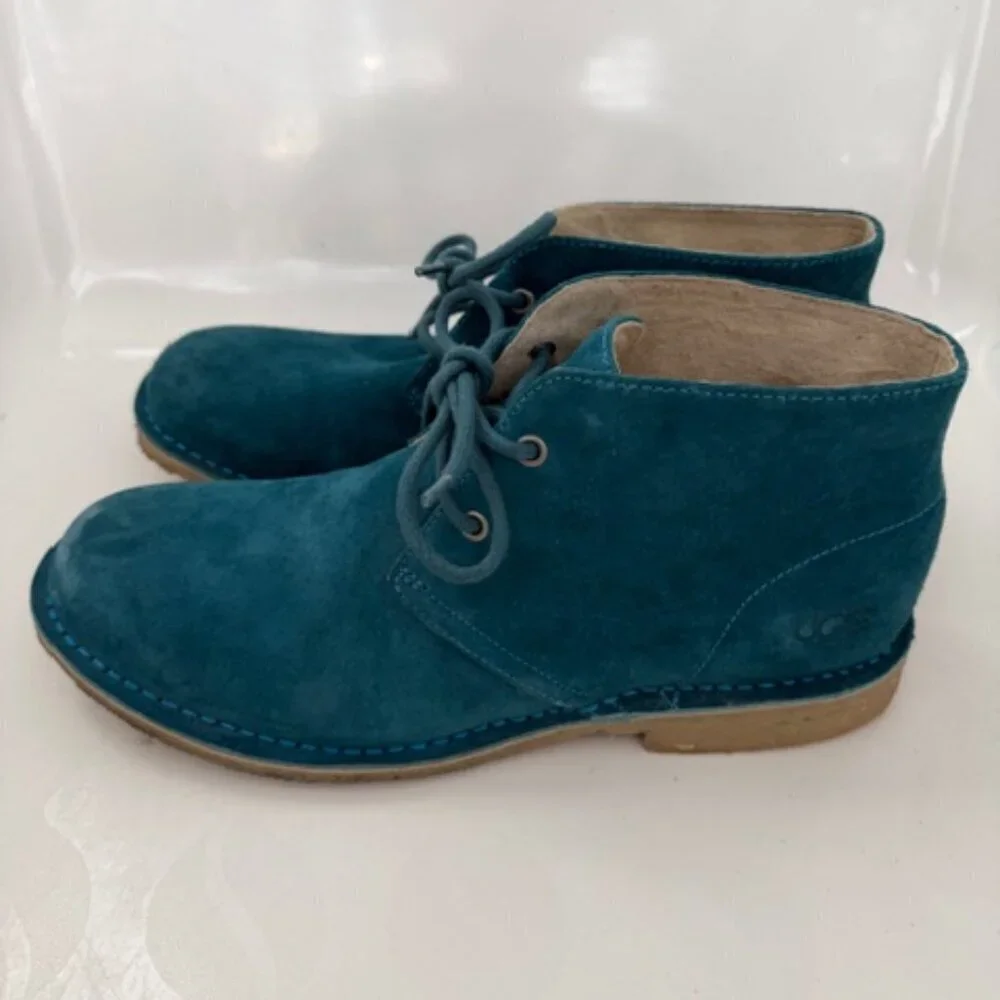 UGG Suede Leather Lace Up Chukka Boots Turquoise Teal Blue Mens 9